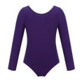 thumbnail image 3 of Kaerm Girls' Team Basic Long Sleeve Leotard Gymnastics Ballet Dance Bodysuits for Toddler Kids Purple 8, 3 of 8