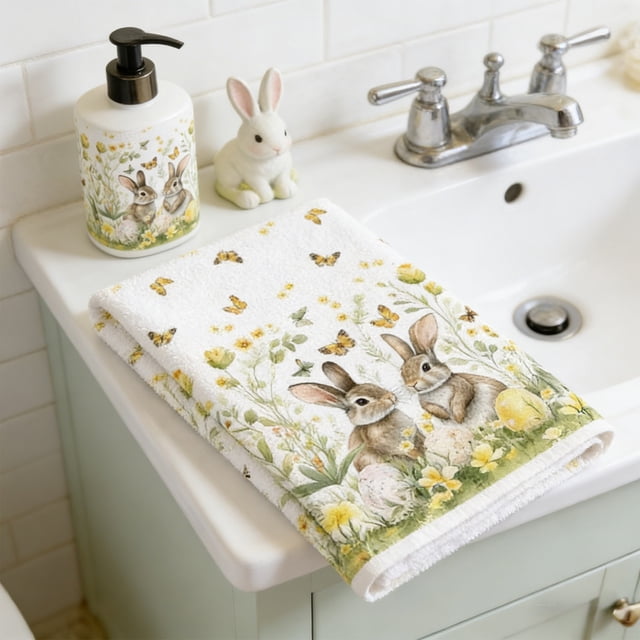 Amzcrzy Polyester Hand Towels Easter Kitchen Towels Absorbent Dishcloths Festive Decorative Hand Towels and Lasting Household Cleaning Rags Suitable for Easter Decor Home Decor Home Decor Room Decor