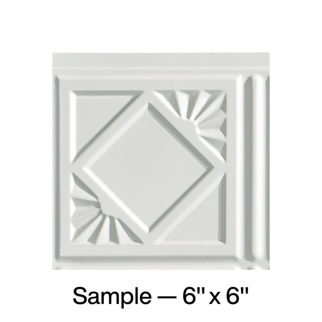 FASÄDE Traditional Style 4 Decorative Vinyl Backsplash Panel in Gloss White (6X6 Inch Sample)
