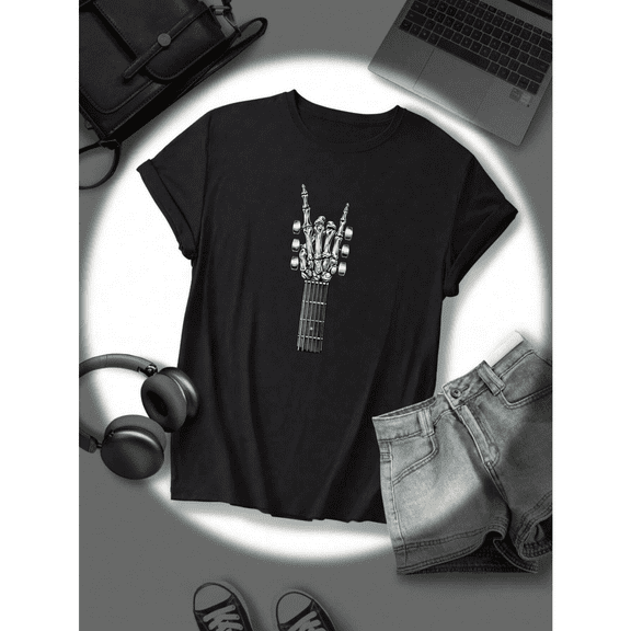 Punk Rock Skeleton Hand T-shirt, Music Band Graphic Tee