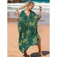 thumbnail image 2 of Women Animal Print Kaftan Dresses Plus Size Swimsuit Coverup 2025 Summer Bathing Suit Green&Yellow Leopard Dot One Size, 2 of 8