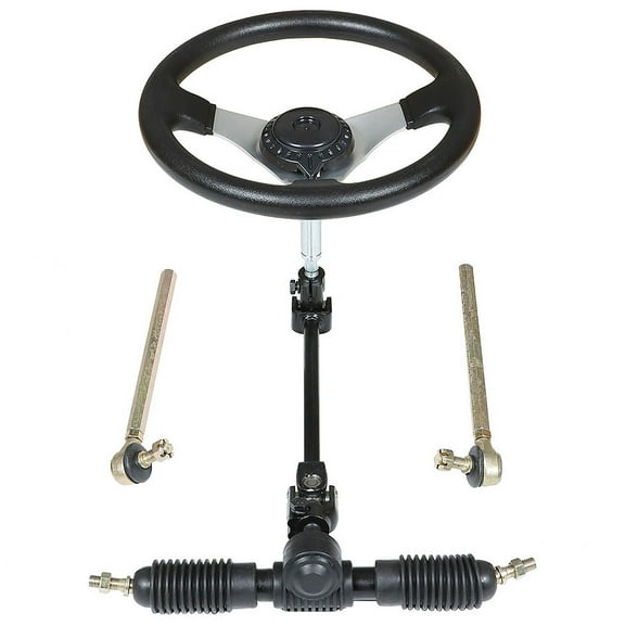 Steering Wheel & Steering shaft Kit 320mm Gear Rack Pinion Adjustable Shaft Set Fit for 110cc Go Karts ATVs, 11.8in