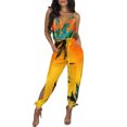 thumbnail image 4 of Kmbangi Women Sexy Jumpsuit+Printed Pattern Deep V-neck Sleeveless Overalls, 4 of 4