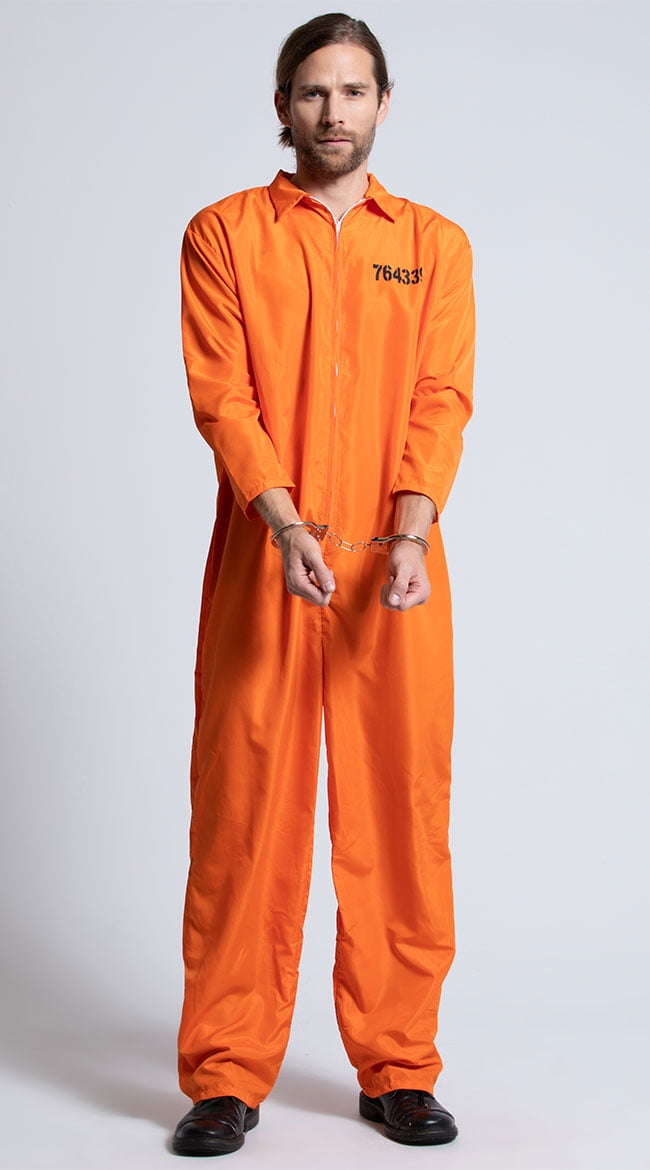 Smiffy S Costumes Men Escaped Prisoner Convict Orange Boiler Suit Costume X Large 46 48 Com - Diy Prisoner Costume Orange