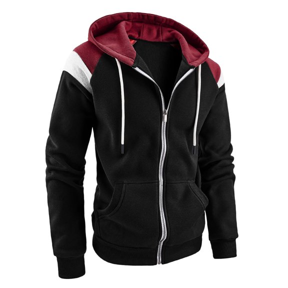Zysthvn Lightweight Mens Jackets Casual Athletic Full Zip Fall with Hood Mens Coats with Pockets Sports Color Block Long Sleeve