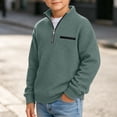 thumbnail image 6 of BLVB Boys Waffle Textured Quarter Zip Sweatshirts Fashion Long Sleeve Pullover Tops Kids Trendy Athletic Casual Outfits(Green,9-10 Years), 6 of 7