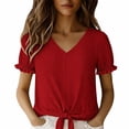 thumbnail image 6 of LIZUOJUNF Blouse for Women Short Sleeve Tops V Neck Blouses Dressy Casual T Shirts, 2XL, 6 of 9