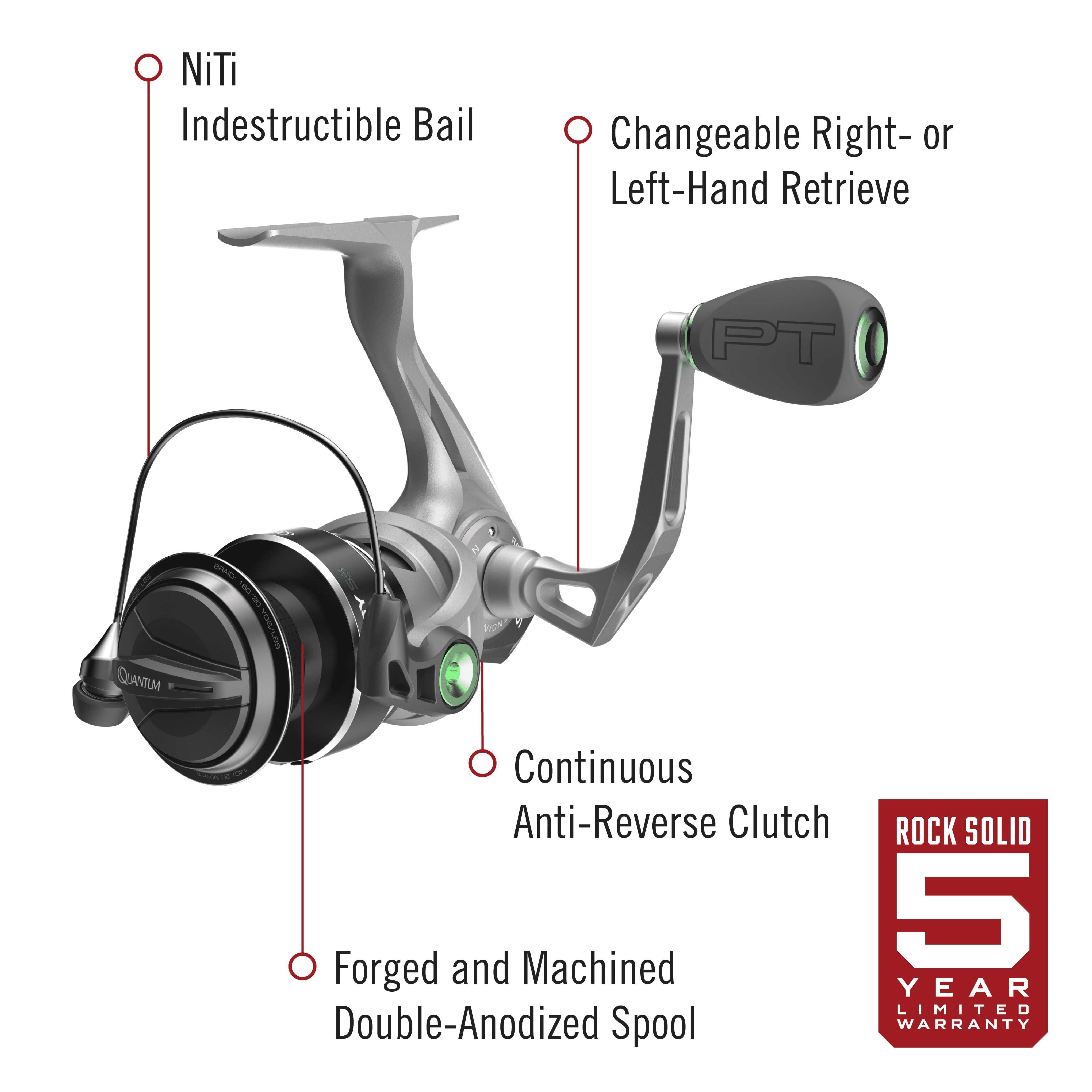 Quantum Energy S3 Spinning Fishing Reel, Size 15 Reel, Silver/Black Quantum Energy S3 Spinning Fishing Reel, Size 15 Reel, Silver/Black