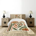 thumbnail image 4 of Ambesonne Monstera Quilted Bedspread Set 2 Pcs, Boho Mid Century Abstract, Twin Size, Dark Rust Beige Green, 4 of 5
