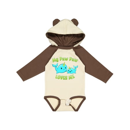 

Inktastic My PawPaw Loves Me- Cute Narwhal Gift Baby Boy or Baby Girl Long Sleeve Bodysuit
