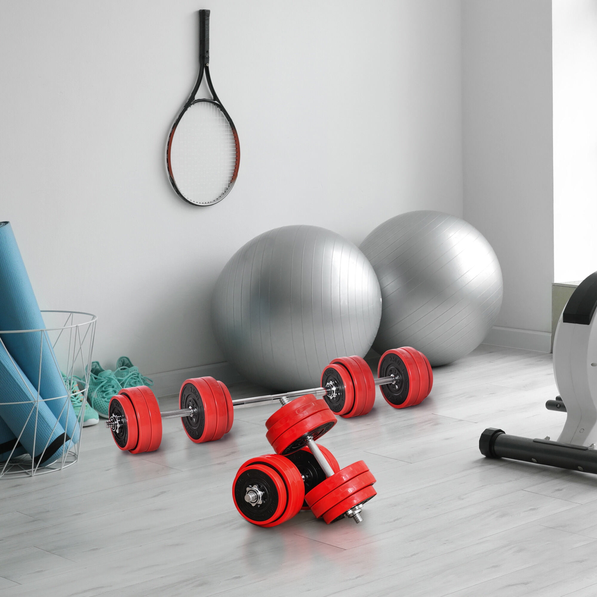 Weight Rack Soozier Adjustable Dumbbell Set, 66lbs Convertible to Barbell Weight Set for Home Gym Women and Men Weight Lifting Training,Barbell Rack