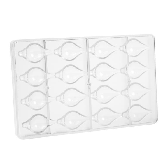 Greyas CM 3910 Louis Amado Clear Polycarbonate Chocolate Mold Candy Mould with 16 Teardrop-Christmas-Tree-Bulb Cavities, Each 30mm x 60mm x 15mm High