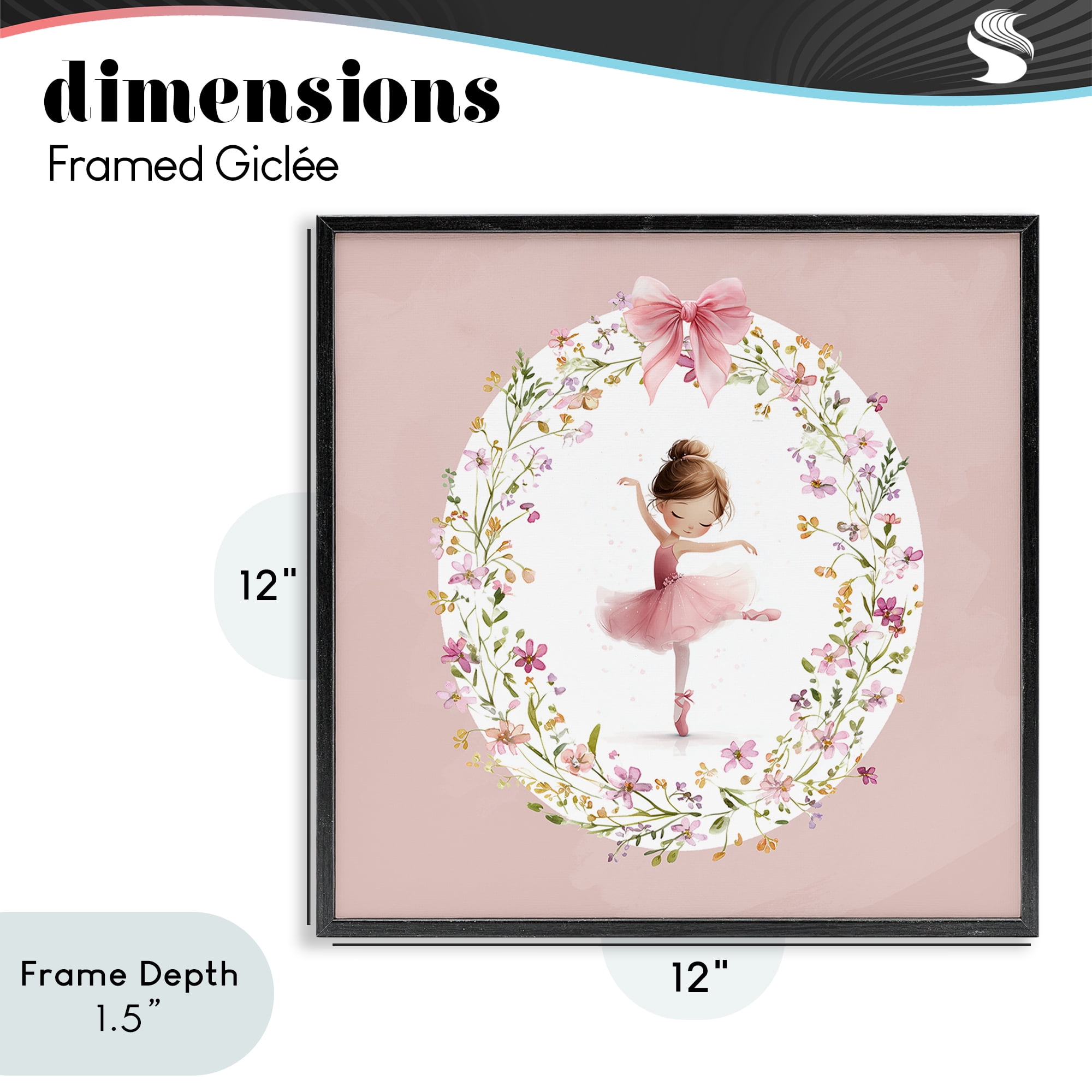 Stupell Industries Ballet Dancing Princess Black Framed Giclee Art, design by Christine Simpson Art