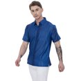 thumbnail image 4 of LA LEELA Men's Hawaiian Short Sleeve Holiday Beach Shirt S Stripes Royal Blue Summer Vacation Holiday, 4 of 6