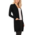 thumbnail image 2 of Women's Casual Long Sleeve Open Front Solid Cardigan with Side Pockets Black L, 2 of 5