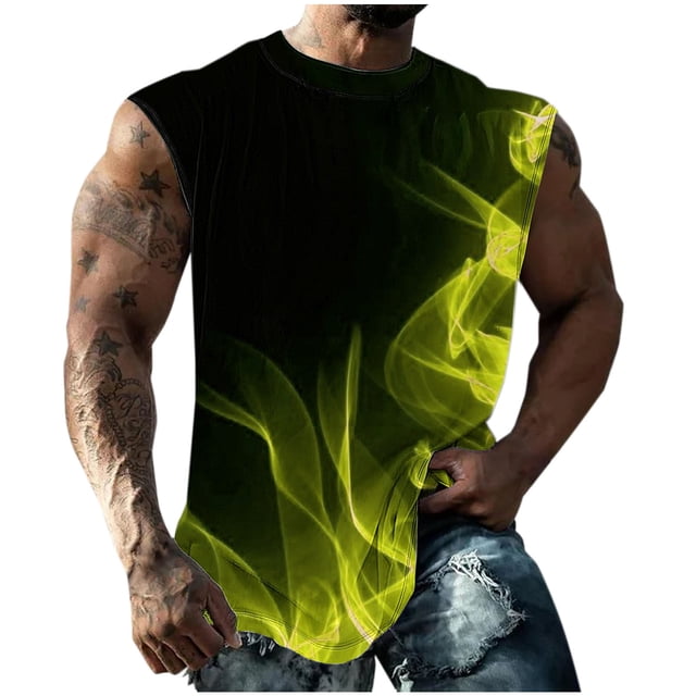 Gilet Sans Manches pour Hommes Chandail Décontracté Col Rond Motif Imprimé 100 % Polyester