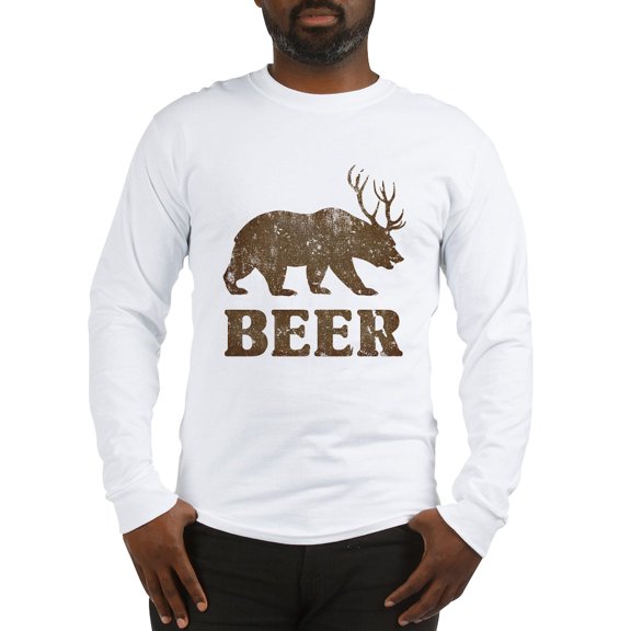 CafePress - Bear Deer=Beer Vintage Long Sleeve T Shirt - Unisex Cotton Long Sleeve T-Shirt