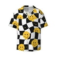 thumbnail image 5 of PAYOHTO Funny Melt Smile Faces Geometry Pattern Mens Hawaiian Casual Short-sleeved Shirt Tropical Summer Beach Button Down Shirts, 5 of 7