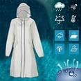 thumbnail image 2 of MuXi Women's Full Length Raincoat Hooded Anorak Windproof Outdoor Poncho Suit For Adults Heavy Duty (White,XL), 2 of 6