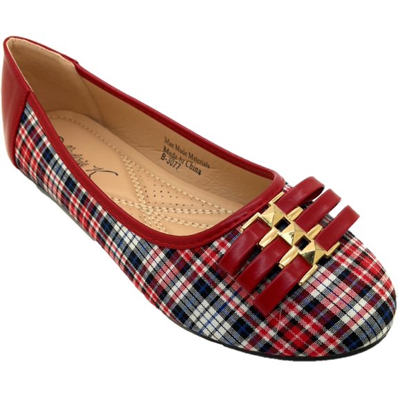 Victoria K Women's Ruffle With Gold Studs Ballerina Flats