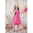 thumbnail image 6 of Arshiner Girls Summer Dress Puff Sleeve High Low Swing Cassual Formal Dresses with Pocket, 6 of 7