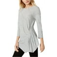 thumbnail image 2 of VINCE CAMUTO Womens Gray Striped Handkerchief Hem 3/4 Sleeve Jewel Neck Top  Size: L, 2 of 2