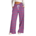 thumbnail image 2 of Endives Women's Wide Leg Pants Stripes Print Fashion Casual Sport Pants Lounge Pants, 2 of 6