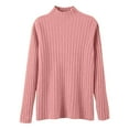 thumbnail image 5 of Women's Ribbed Knit Turtleneck Sweater 2025, Fall Winter Slim Fit Long Sleeve Pullover Top, Stretchy Comfortable Basic Layering Piece for Daily Wear, Office, Dating and Vacation Outfits Pink L, 5 of 5