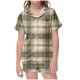 thumbnail image 1 of Odeerbi 2-12 Años Niños Niñas Pijama de Verano de Satén Con Solapa de Muesca Camisas de Manga Corta Pantalones Cortos Conjunto Suave Estampado Retro de Cuadros Ropa de Dormir, 1 of 6
