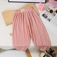 thumbnail image 3 of Girls Sweatpants,Ice Silk PantsPants Elastic High Waisted Casual Trousers for Kids Summer Flowy Stretchy Pants,Baggy Sweatpants,Pink,80, 3 of 3