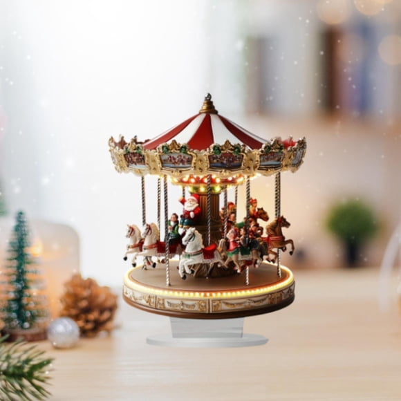 Figuras de carrusel navideño con luz perfecl decoración giratoria centro de mesa