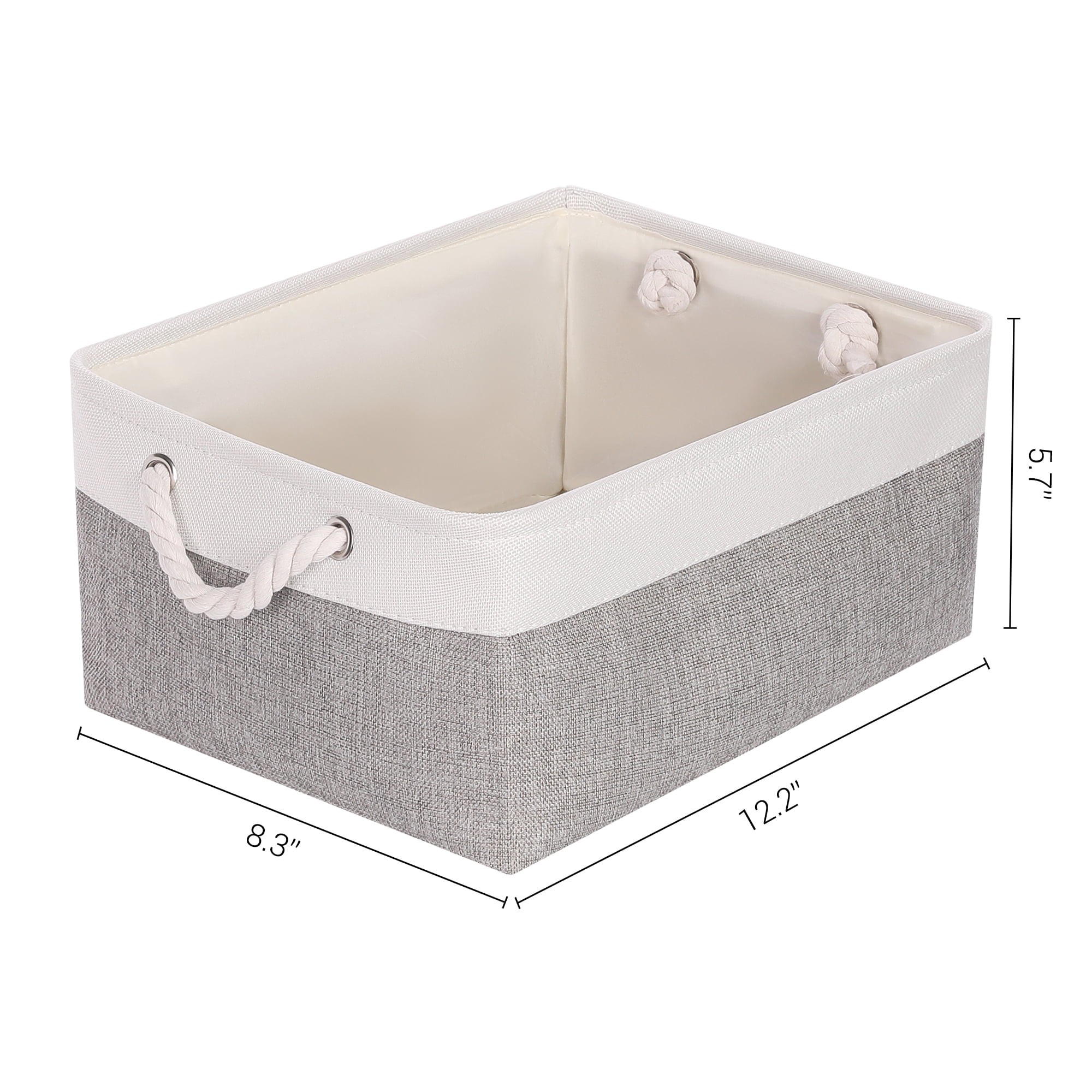 Unique Bargains Storage Bin with Handle Fabric Cube Grey/White 12.5*8.5*5in