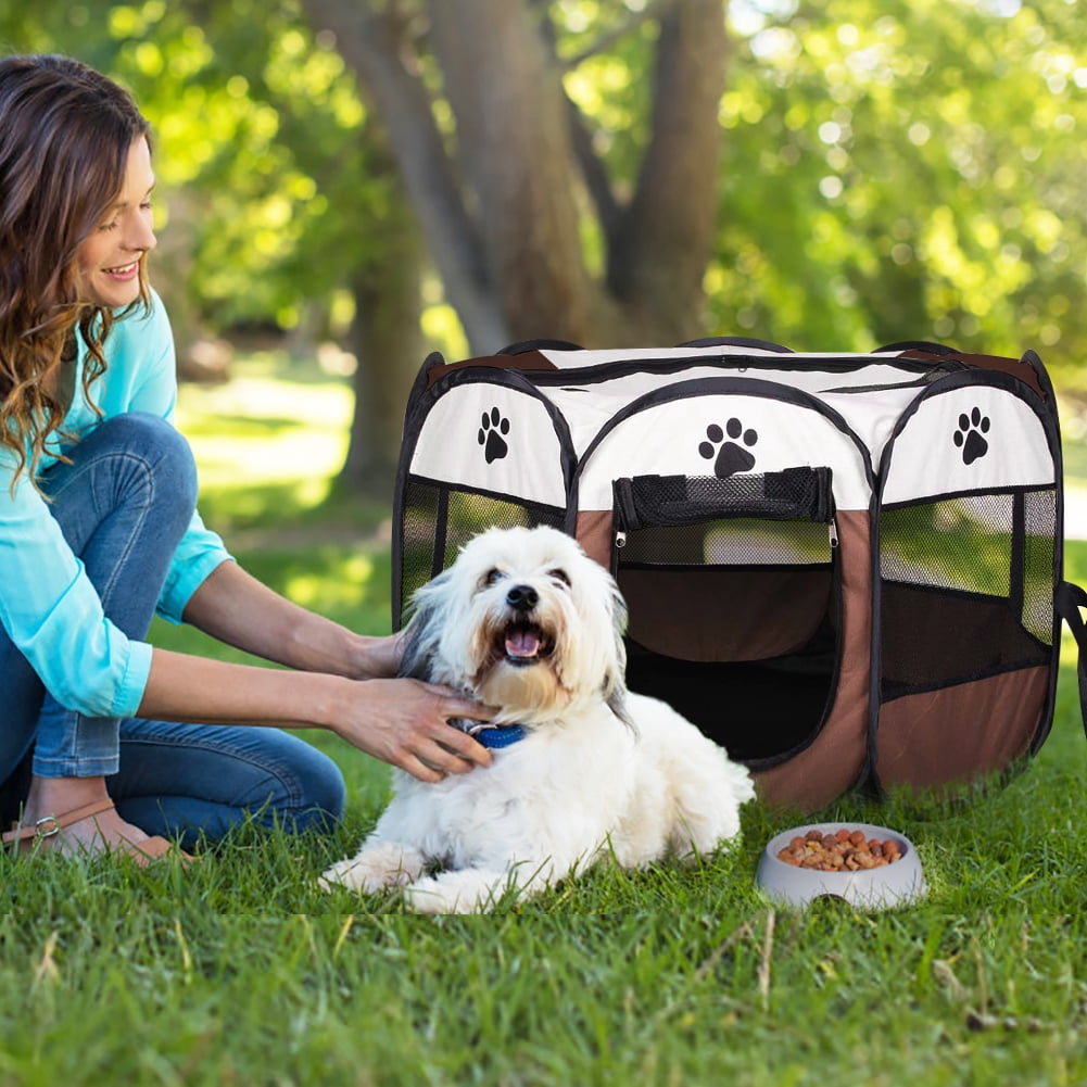 EBTOOLS Pet Dog Cat Playpen Tent Portable Collapsible Exercise Fence Kennel Cage Crate