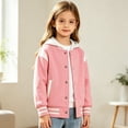 thumbnail image 5 of UDAUDU Kids Girls Boys Varsity Hoodie Jackets Baseball Jacket Button Down Lightweight Bomber Fall Winter Coat School Outwear with Pocket Hot Pink 1-2 Years, 5 of 6