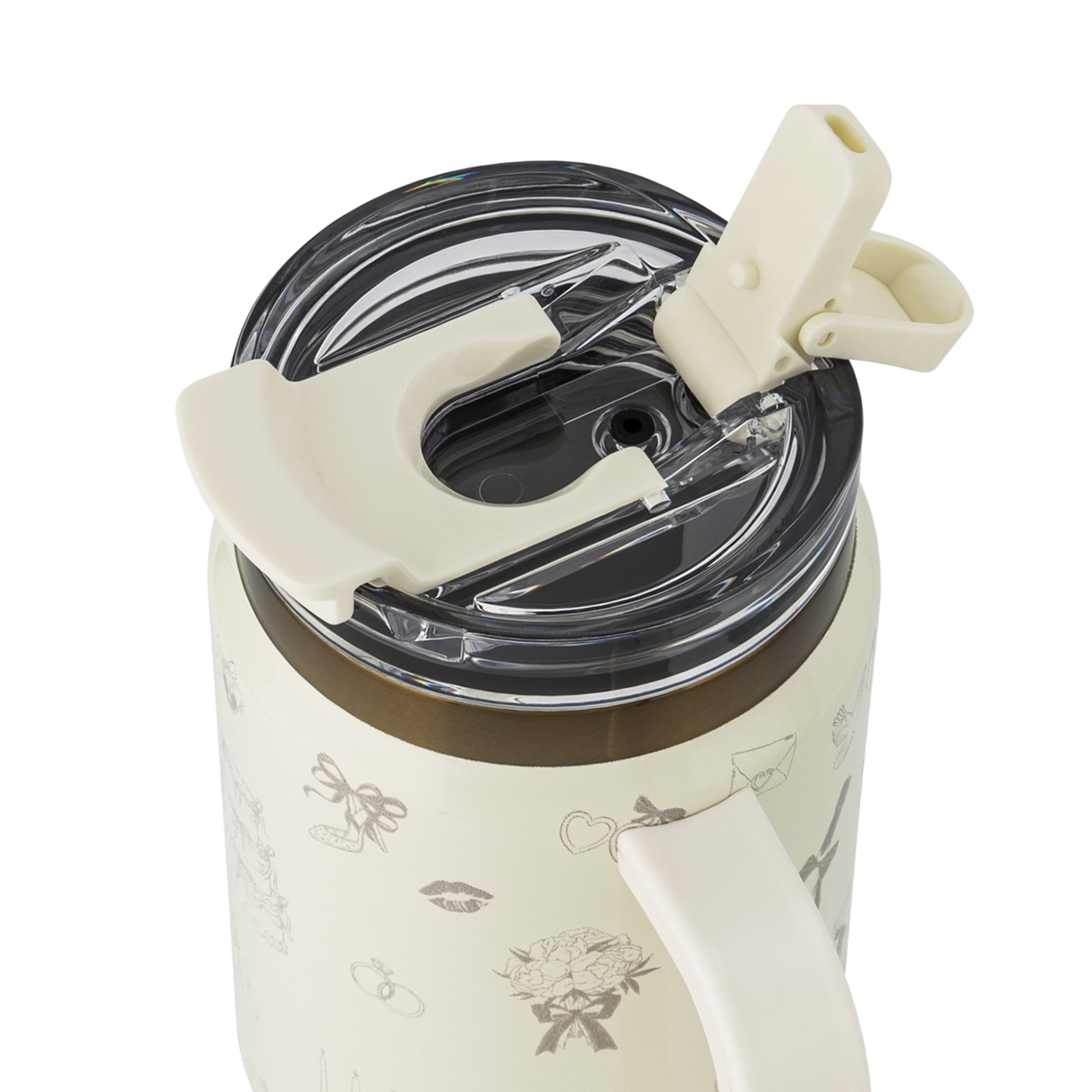 Thyme & Table 32oz Stainless Steel Luna Tumbler with Handle and Dual Straw Lid, Wedding