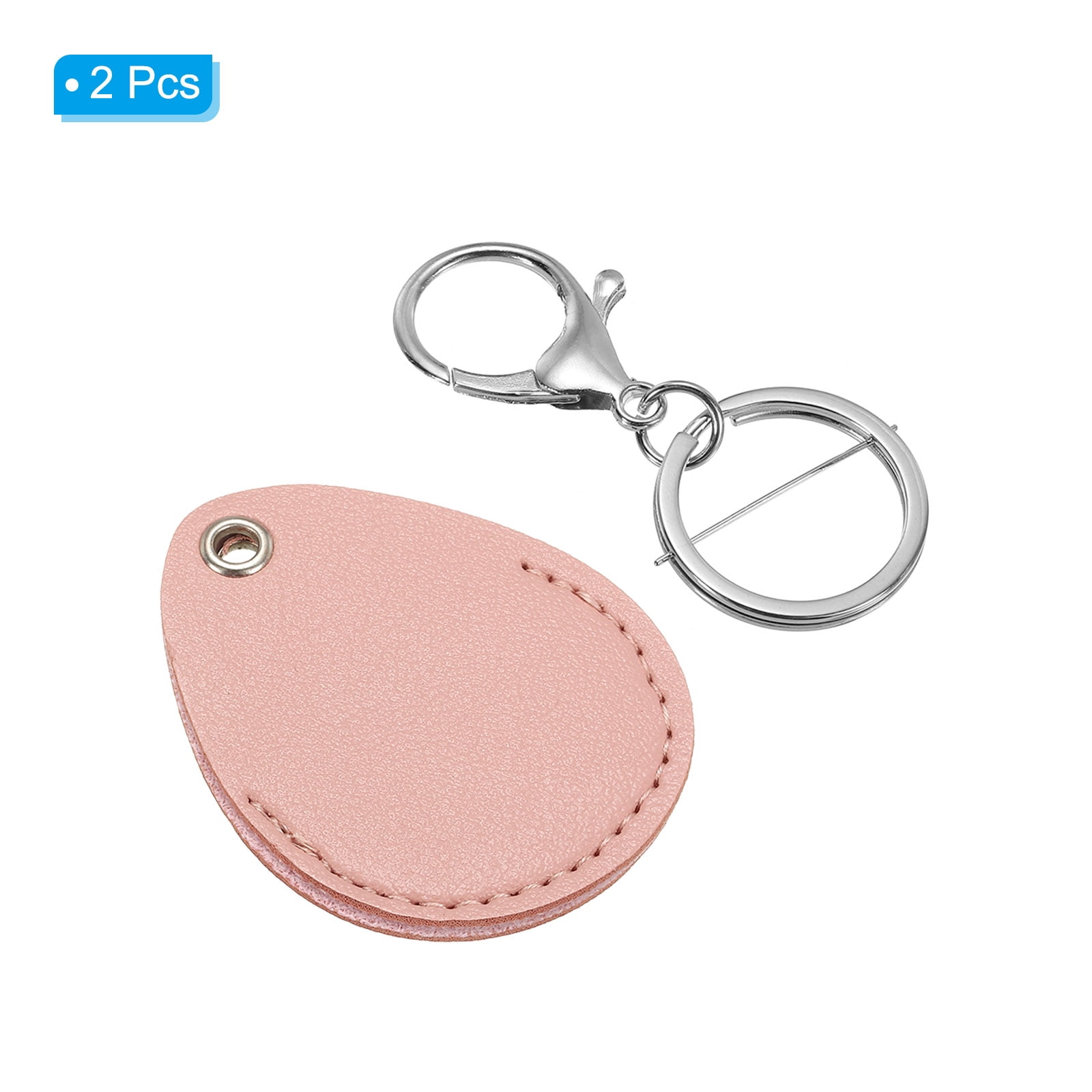 Unique Bargains Leather Key Fob, PU Leather Key Fobs with Key Rings Keychain Holder Pink