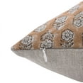thumbnail image 4 of Fabdivine Block Print Throw Pillow Cover, 14x20 Inch Thick Linen Outdoor Cushion Cover, Floral Print Boho Design Camel Brown Pillow Cover for Sofa and Couch, 4 of 5