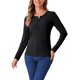 thumbnail image 1 of Blusa de punto acanalado INSPIRE CHIC para mujer con mangas largas, cuello redondo y cremallera en la parte delantera, 1 of 6