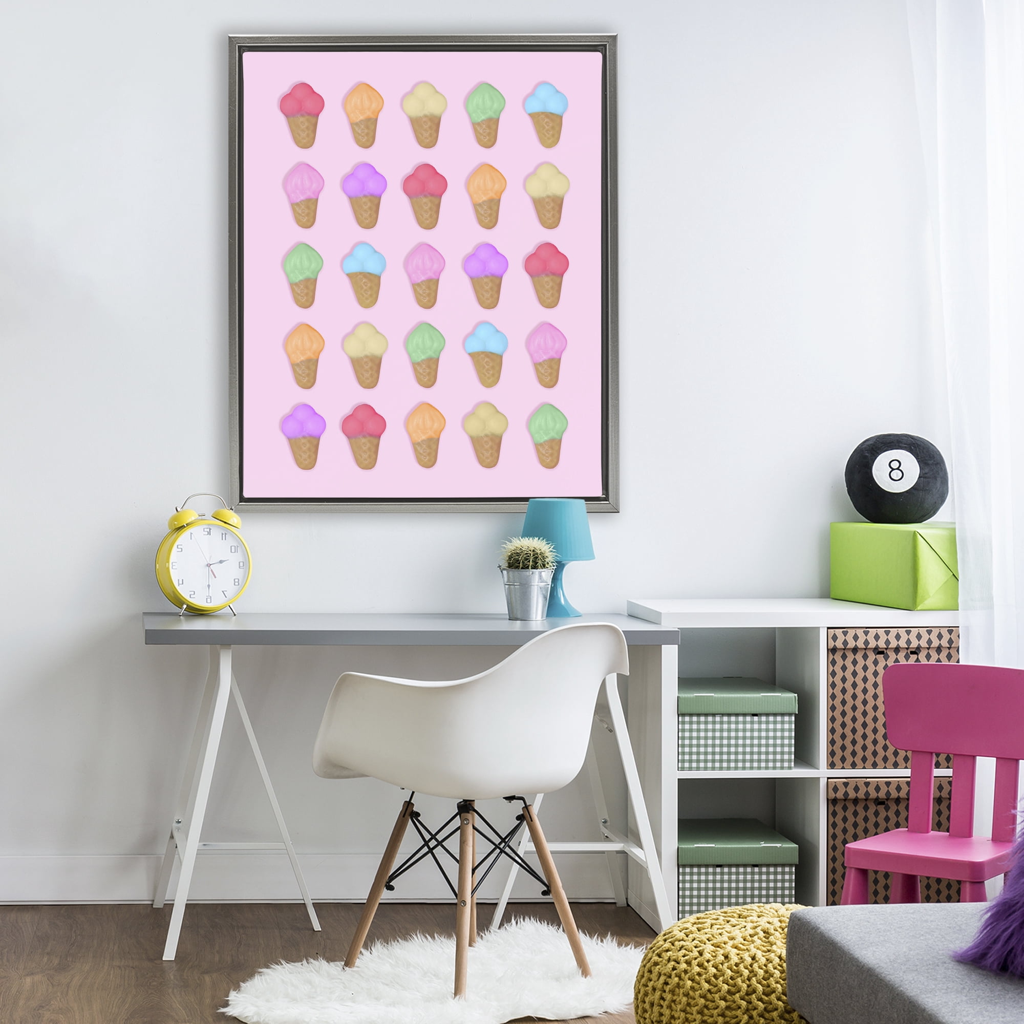 Stupell Industries Ice Cream Shaped Candies Gray Framed Floater Canvas Wall Art, design by LISH Creative