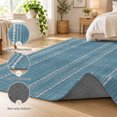 Slate Blue Striped Runner Rug 2'x6', Coastal Grandma Farmhouse Rustic ...