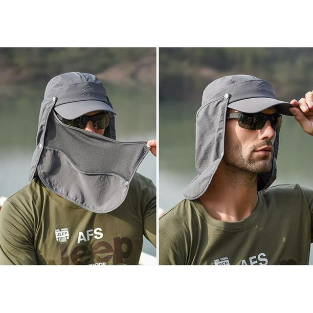 UPF 50+ Fishing Hat With Neck Flap Face Mask Outdoor Sun Protection Brim  Bucket Sun Hat Cap for Men Women