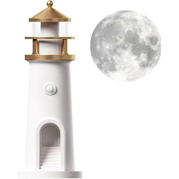 Moonlight Lighthouse Projector Lamp, Moon Projector Lamp For Bedroom Desktop Bedside Ambient Night Light