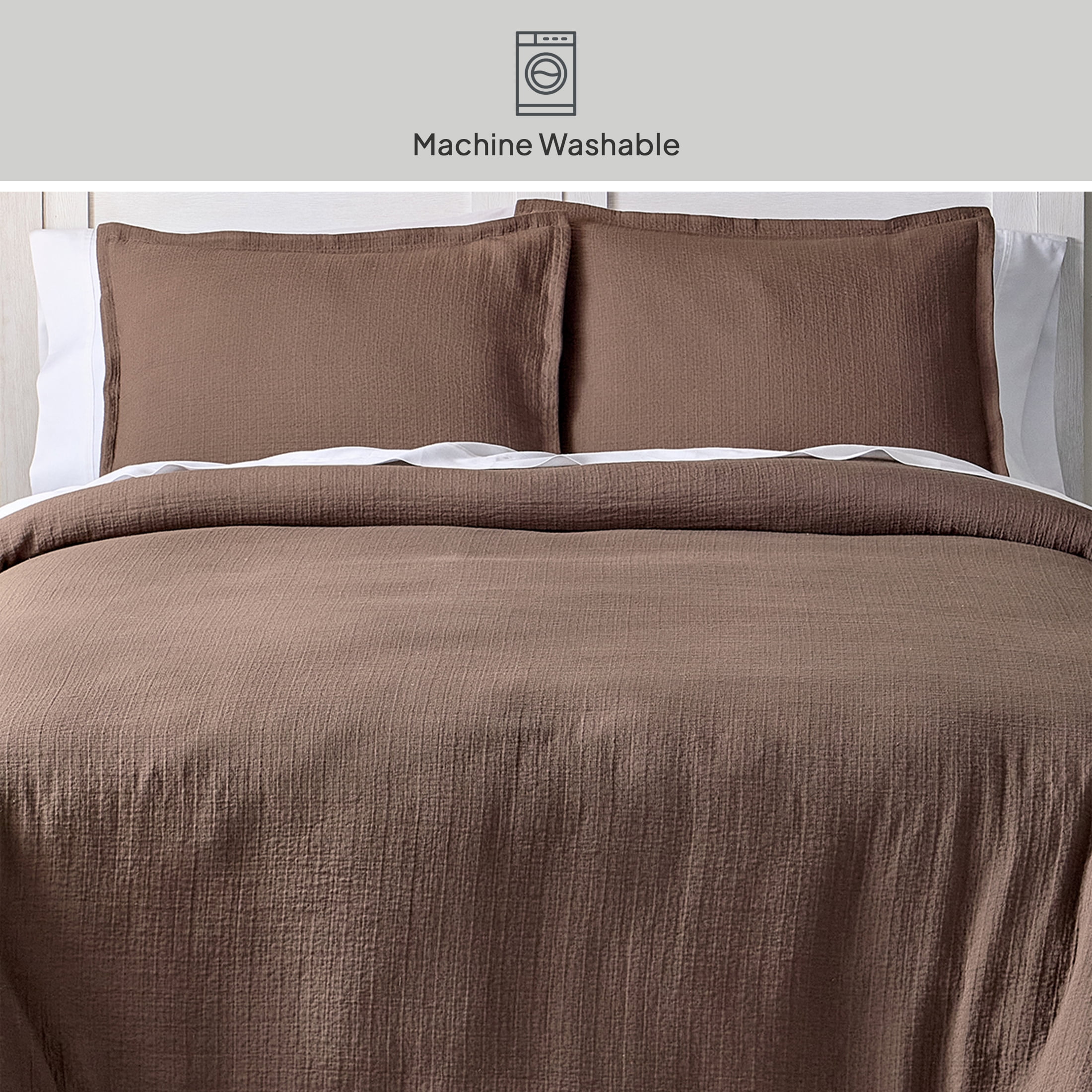 Better Homes & Gardens Full/Queen All-Season Comforter Set, 3-Piece, Brown Gauze