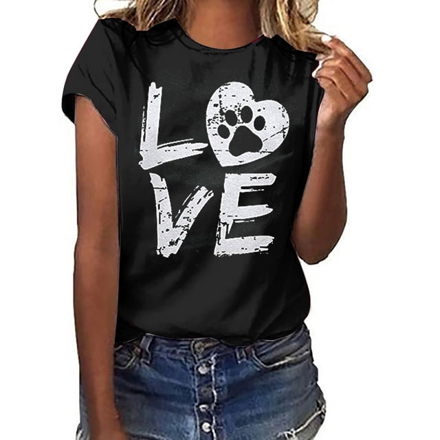 Hauts à Manches Courtes pour Femmes T-Shirt Unisexe Motif Imprimé Mode Décontractée Couleur Unie Hauts à Manches Courtes pour Femmes T-Shirts pour Femmes Mode
