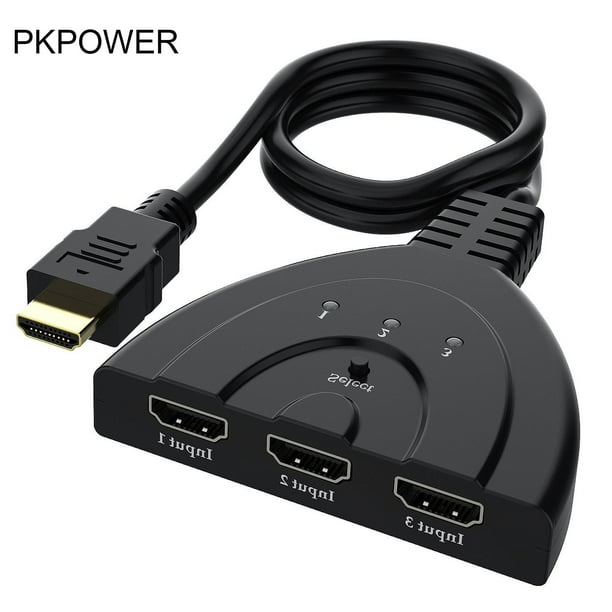 huurder Dwang halfgeleider PKPOWER 3-Port HDMI Splitter Switch Cable Cord 2ft 3 In 1 out Auto High  Speed Switcher Splitter Support 3D,1080P For HDMI TV, PS3, Xbox One,etc -  Walmart.com