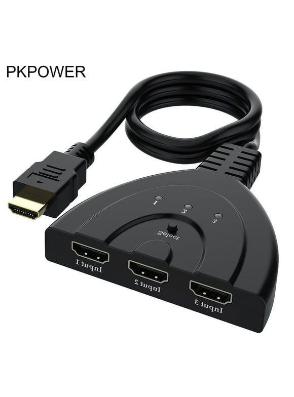 PKPOWER 3-Port HDMI Splitter Switch Cable Cord 2ft 3 In 1 out Auto High Speed Switcher Splitter Support 3D,1080P For HDMI TV, PS3, Xbox One,etc