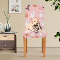 thumbnail image 4 of Yayeee 4 Pack Dining Chair Covers Stretch Parson Chairs Slipcovers Seat Protector, Cute Pink Halloween, 4 of 6