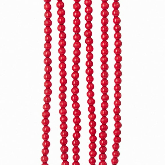 Kurt Adler 9 x 14mm Wooden Red Bead Garland, Classic Christmas Tree Décor