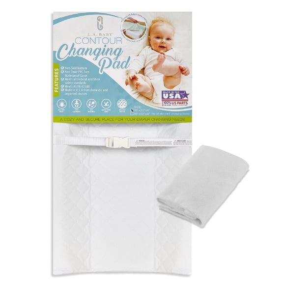 LA Baby Contoured Waterproof Changing Pad, 32" with Bonus Washable White Terry Cover