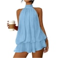 thumbnail image 2 of Ynynloco Women's Summer Dress Chiffon Halter Drop Waist Wedding Guest Dresses Ruffle Mini Dress Brunch Outfits, 2 of 7